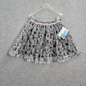 Disney Girls Skirt Medium Gray Tulle Alice‎ in Wonderland AOP Elastic Waist NWT